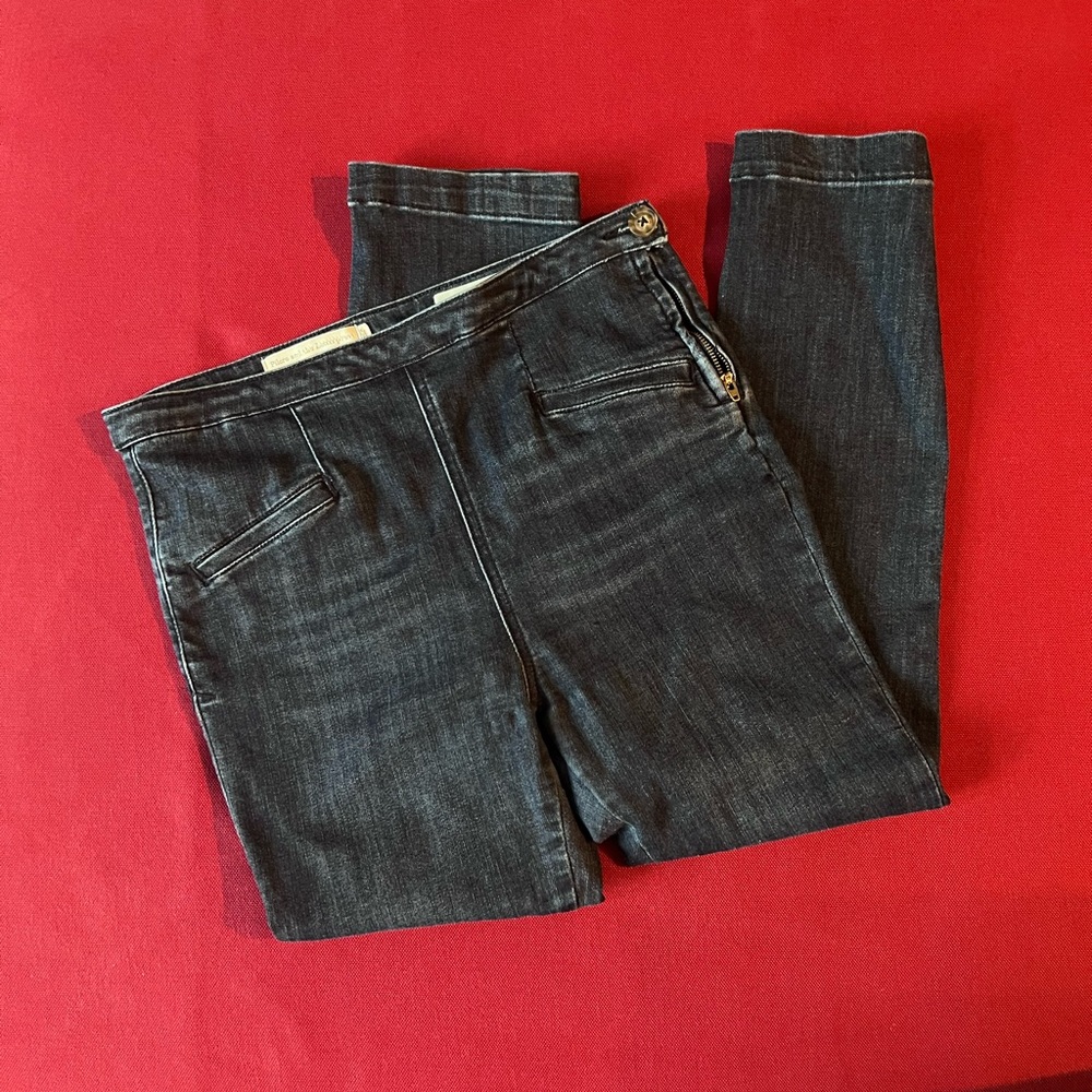 Pilero and the letter press high-rise Denim Leggings Flat front side zip sz 29